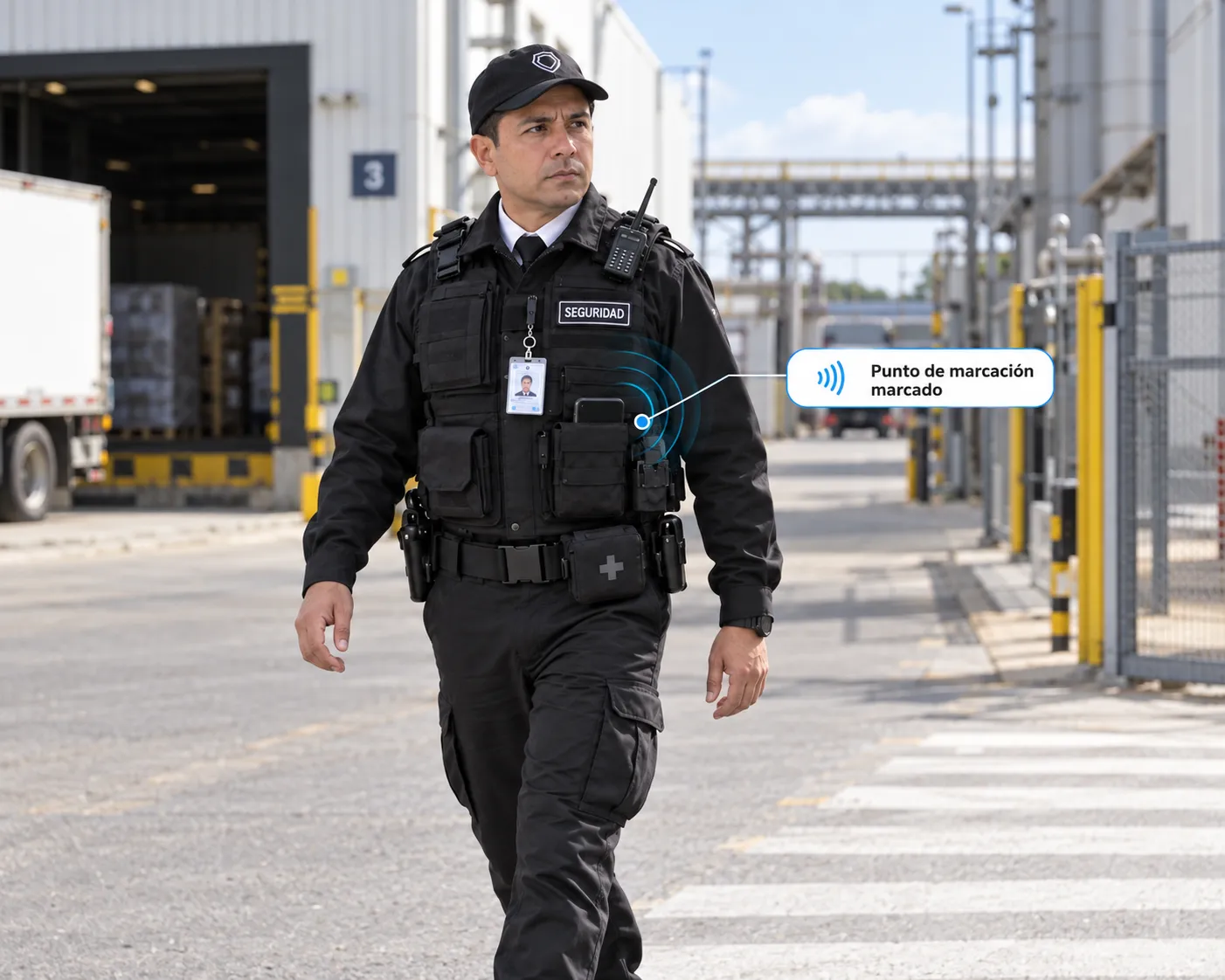 Colaborador marcando un punto de control durante una ronda